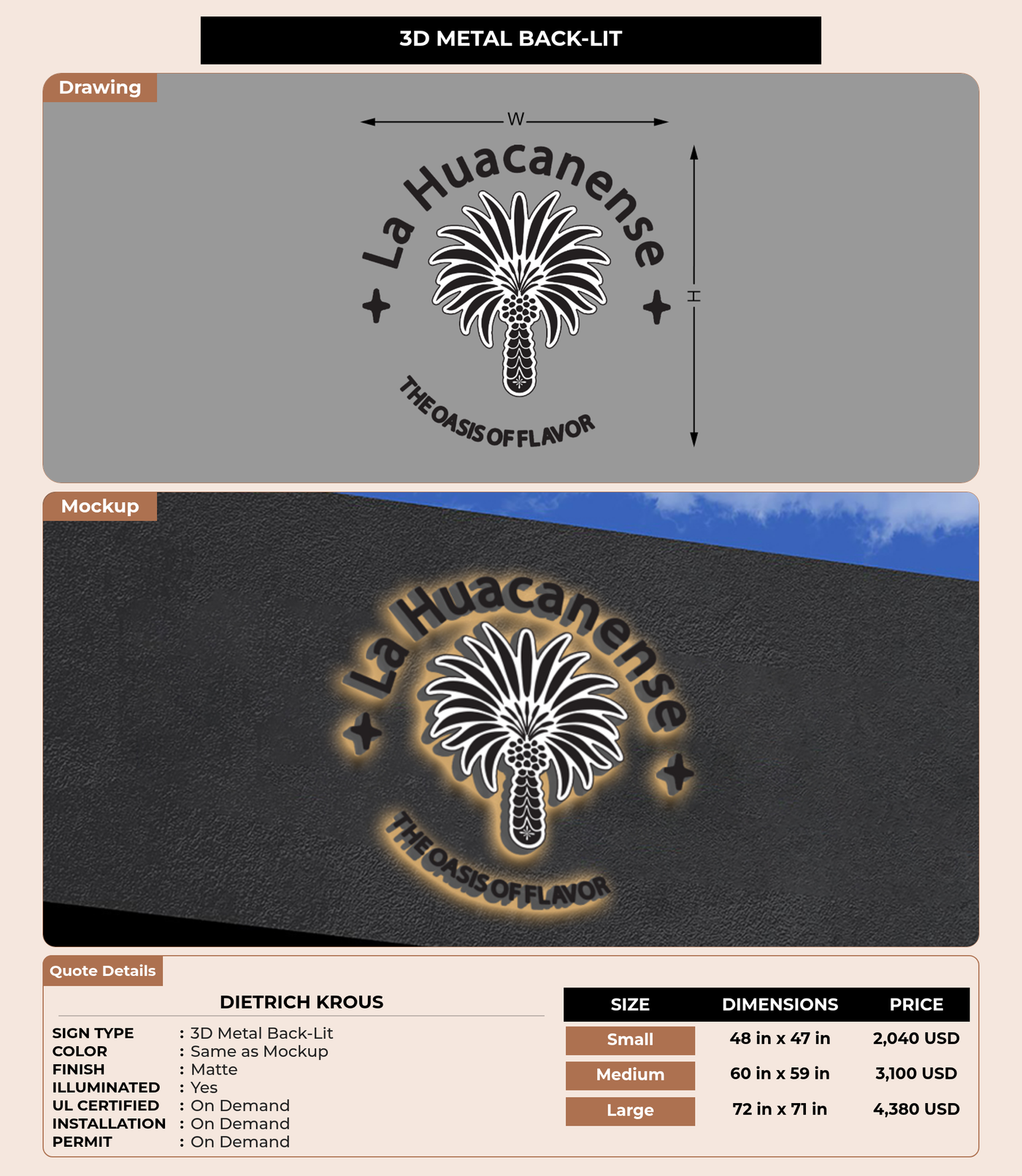 CUSTOM MOCKUP SIGN FOR Dietrich Krous
