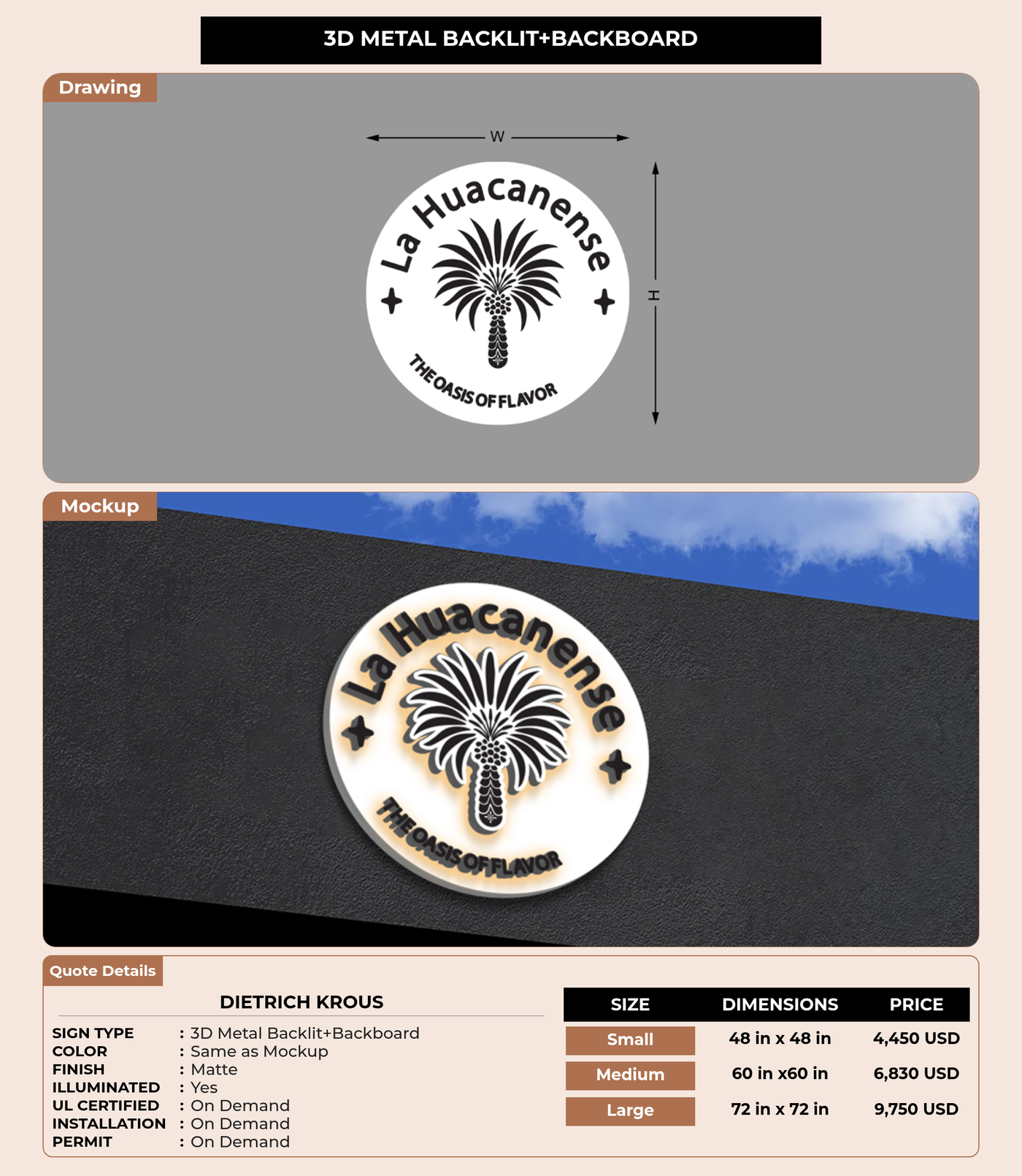 CUSTOM MOCKUP SIGN FOR Dietrich Krous