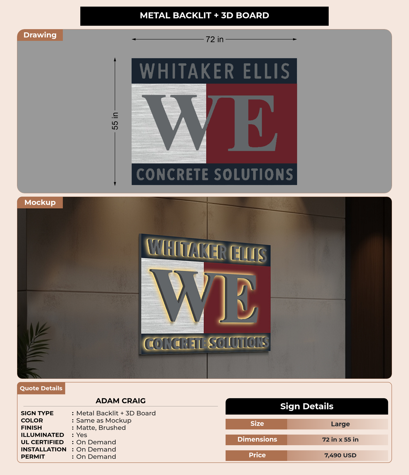 CUSTOM MOCKUP SIGN FOR Adam Craig