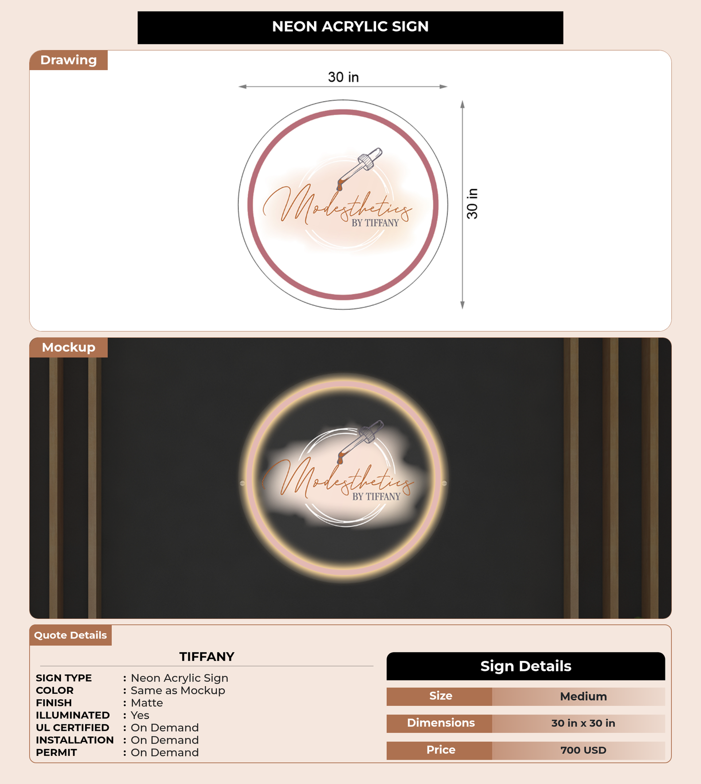 CUSTOM MOCKUP SIGN FOR Tiffany