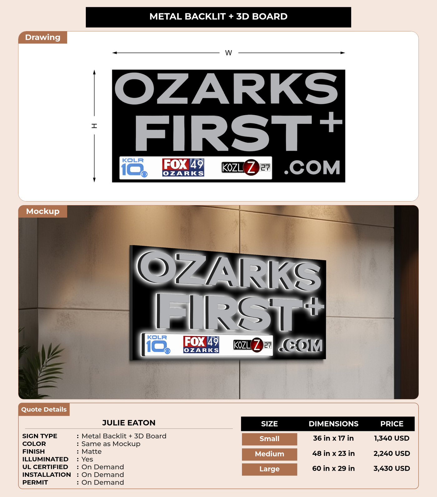 CUSTOM MOCKUP SIGN FOR Julie Eaton