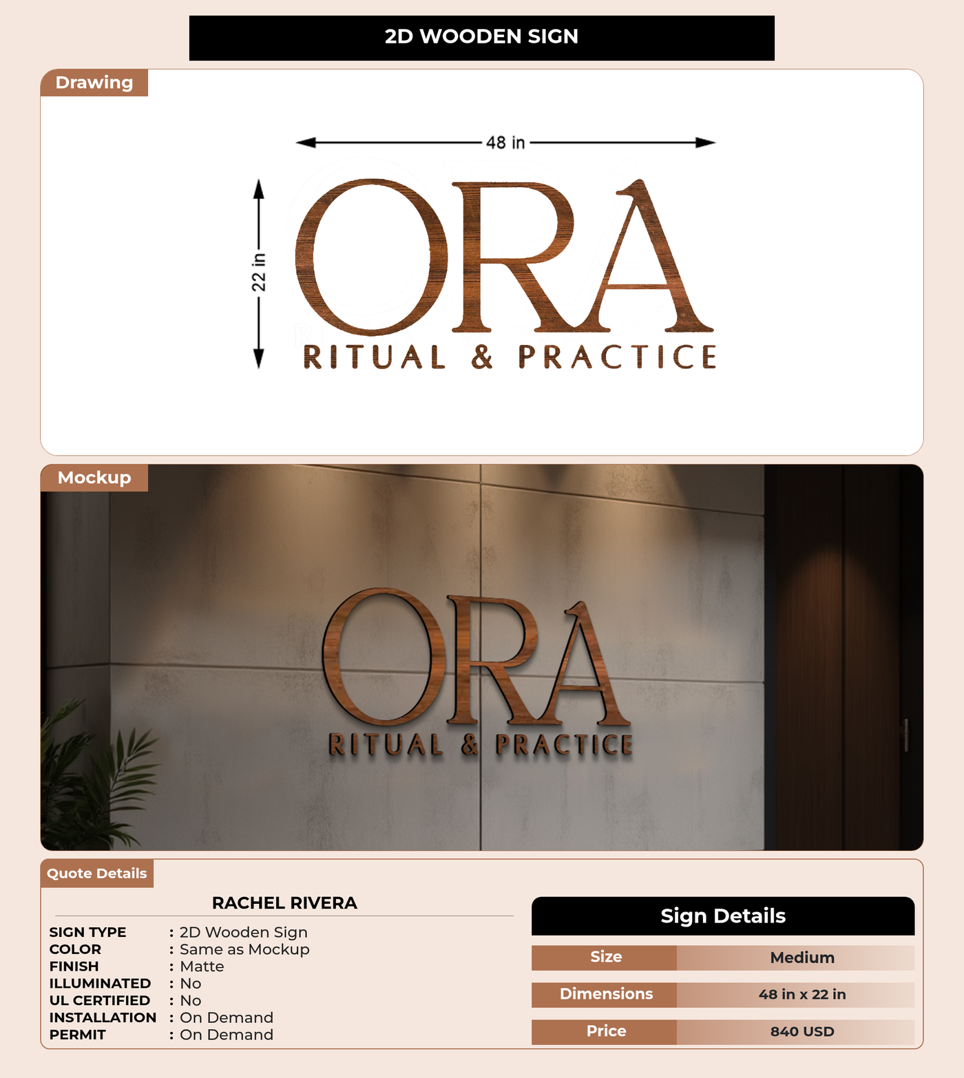 CUSTOM MOCKUP SIGN FOR Rachel rivera