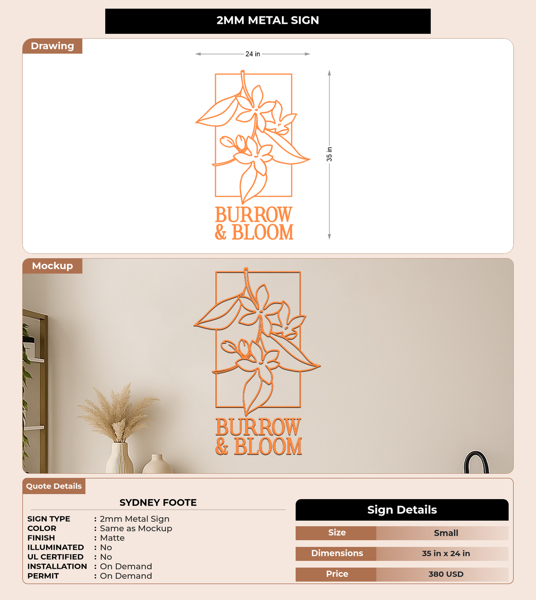 CUSTOM MOCKUP SIGN FOR Sydney Foote