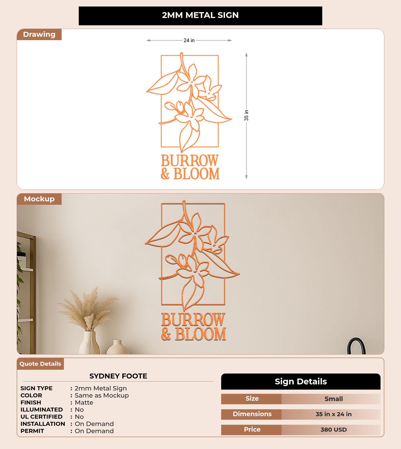 CUSTOM MOCKUP SIGN FOR Sydney Foote