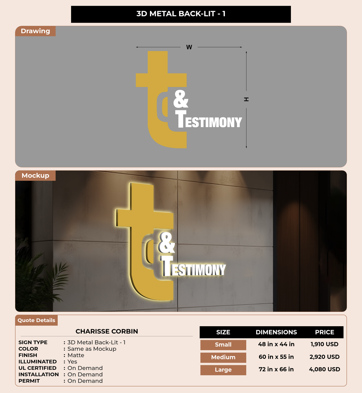 CUSTOM MOCKUP SIGN FOR Charisse Corbin