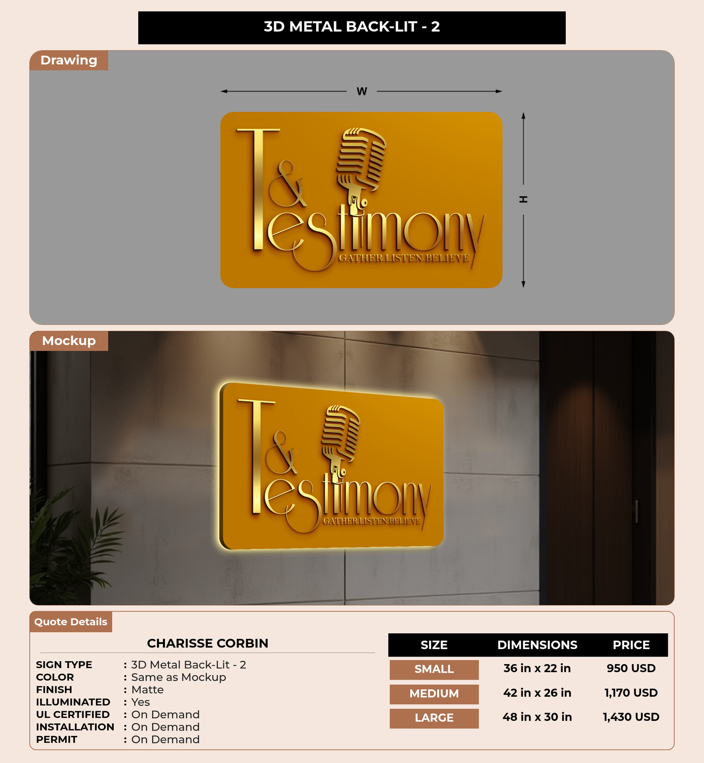 CUSTOM MOCKUP SIGN FOR Charisse Corbin