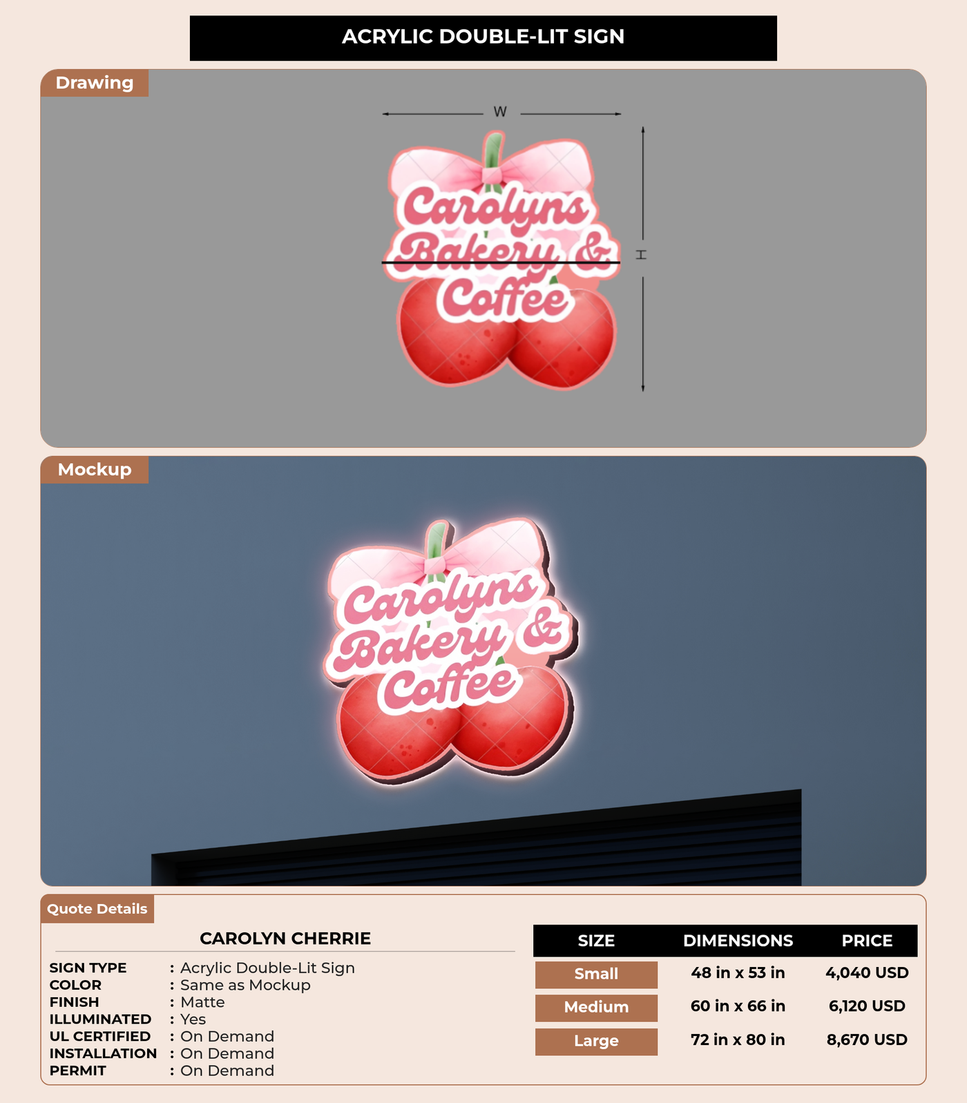 CUSTOM MOCKUP SIGN FOR Carolyn Cherrie