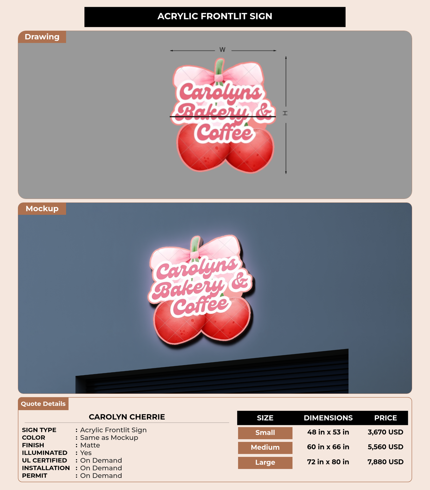 CUSTOM MOCKUP SIGN FOR Carolyn Cherrie