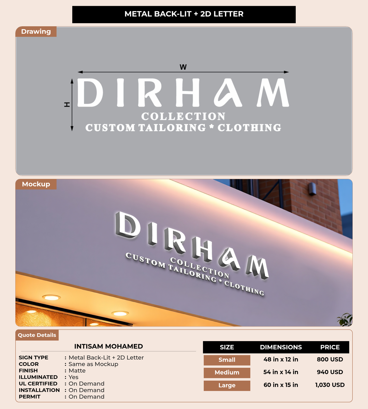 CUSTOM MOCKUP SIGN FOR Intisam Mohamed