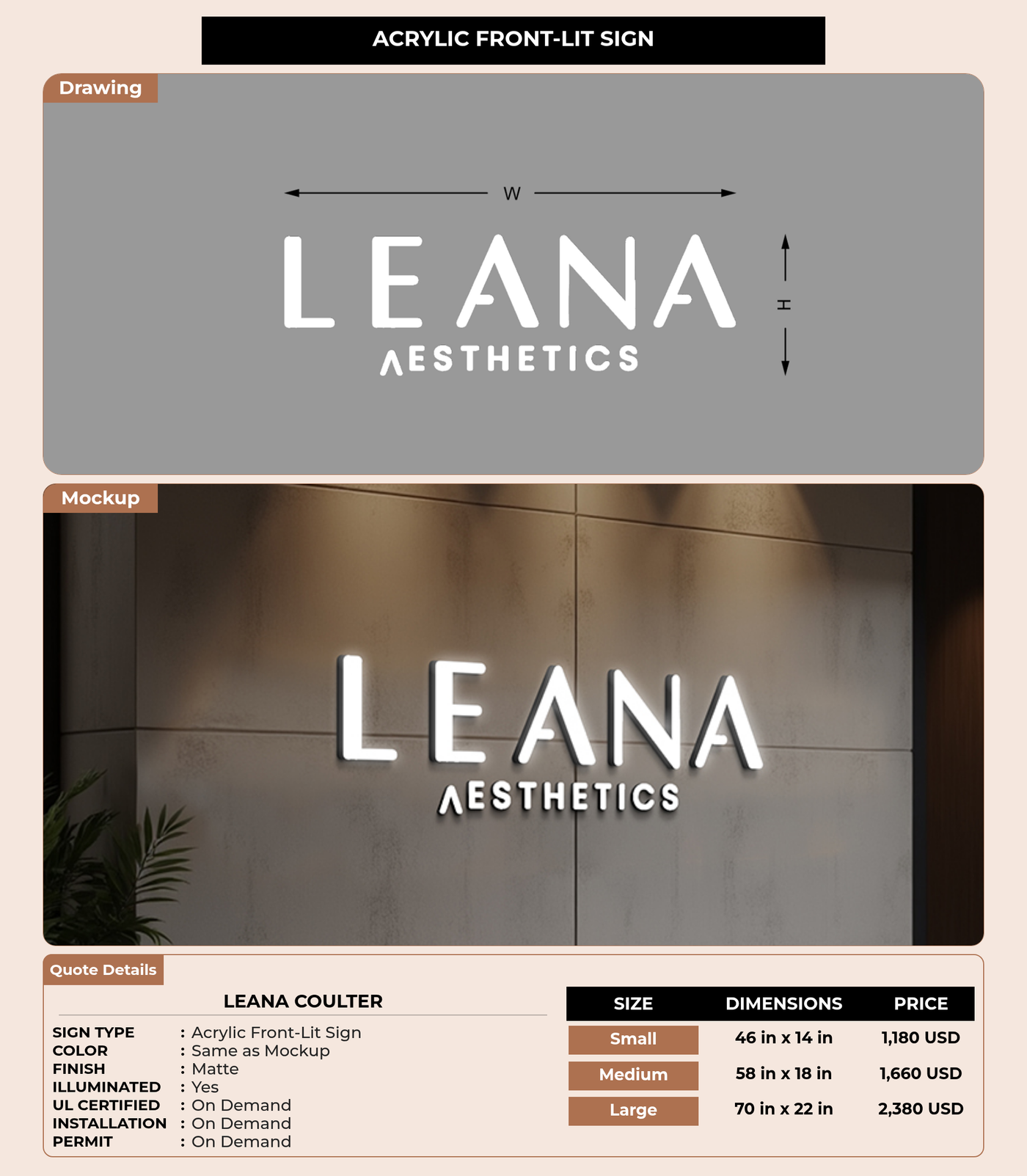 CUSTOM MOCKUP SIGN FOR Leana Coulter