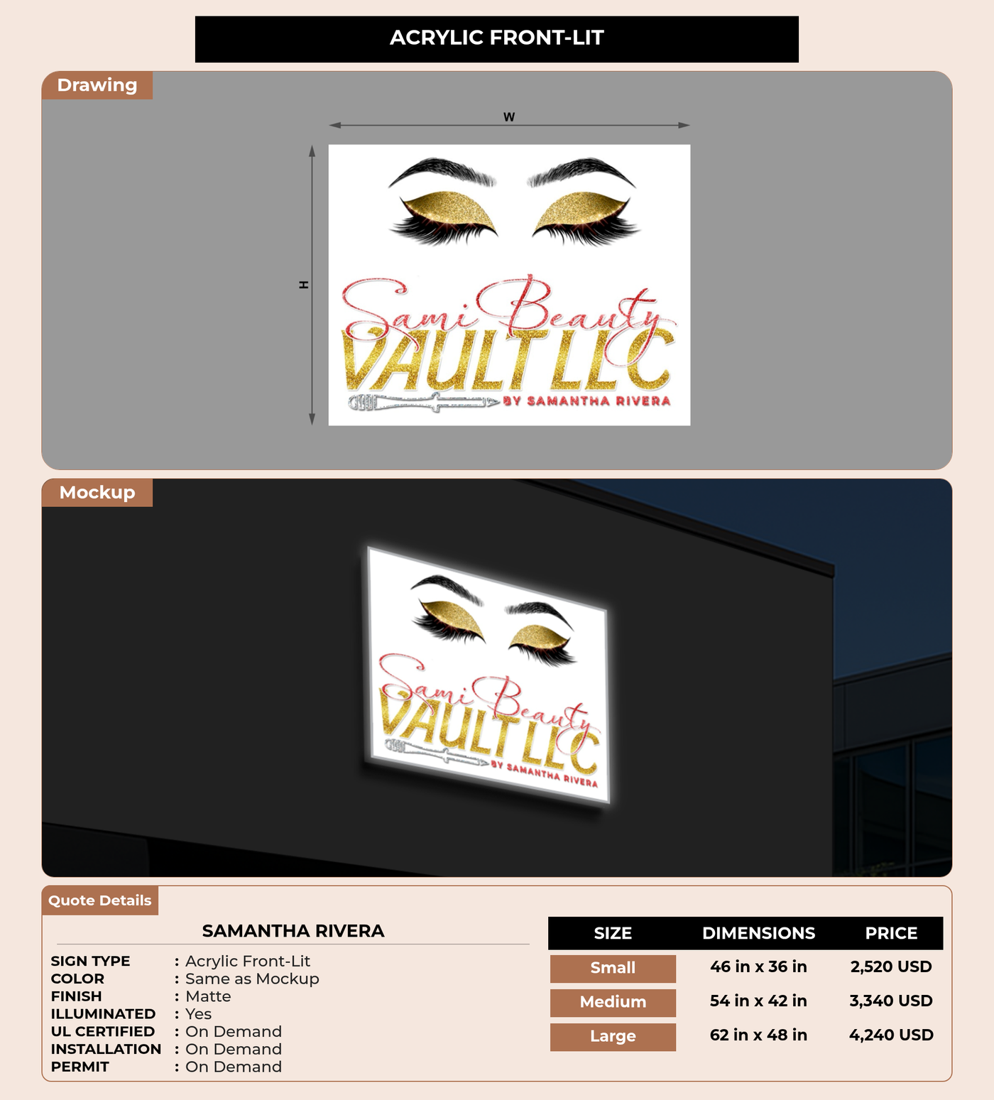 CUSTOM MOCKUP SIGN FOR Samantha rivera