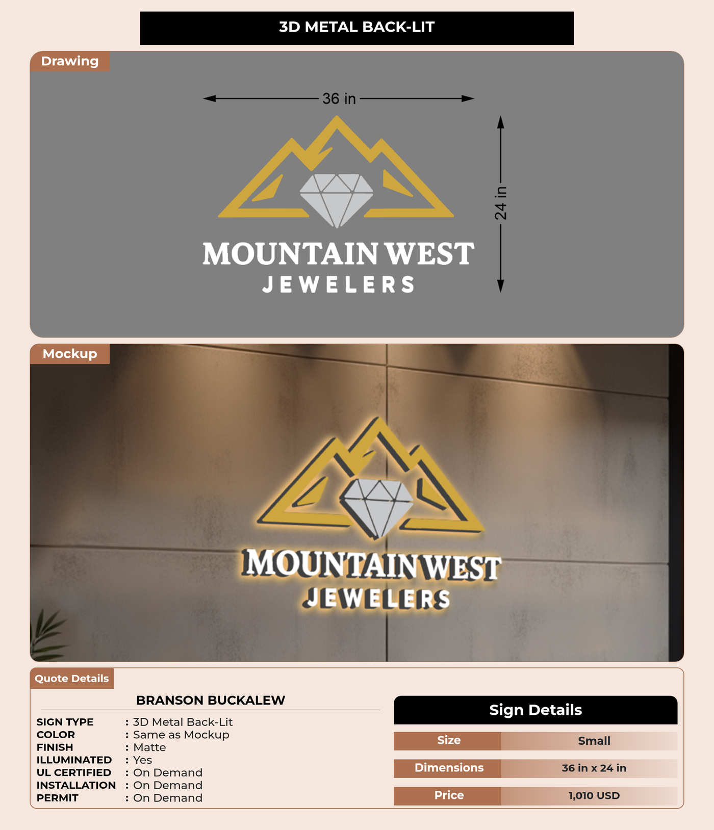 CUSTOM MOCKUP SIGN FOR Branson Buckalew