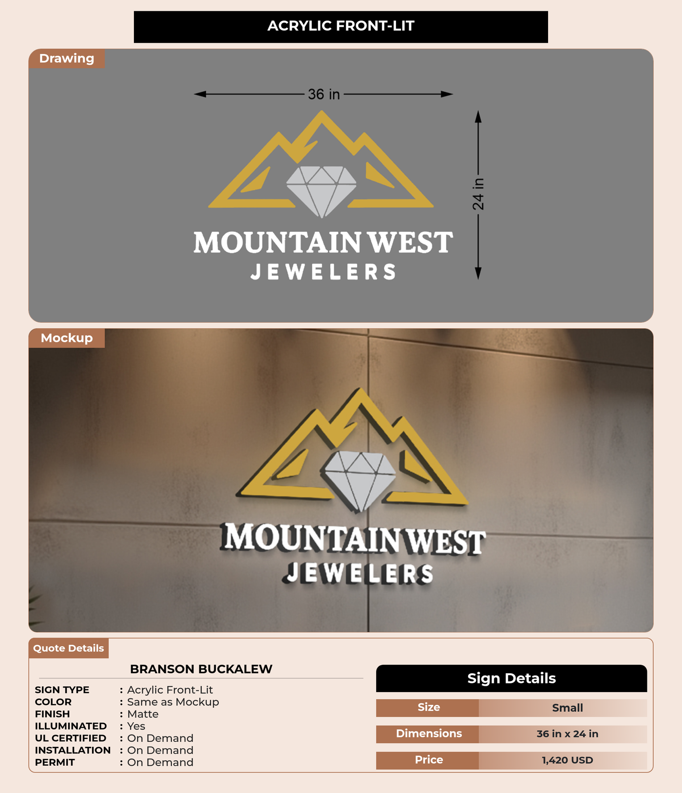 CUSTOM MOCKUP SIGN FOR Branson Buckalew