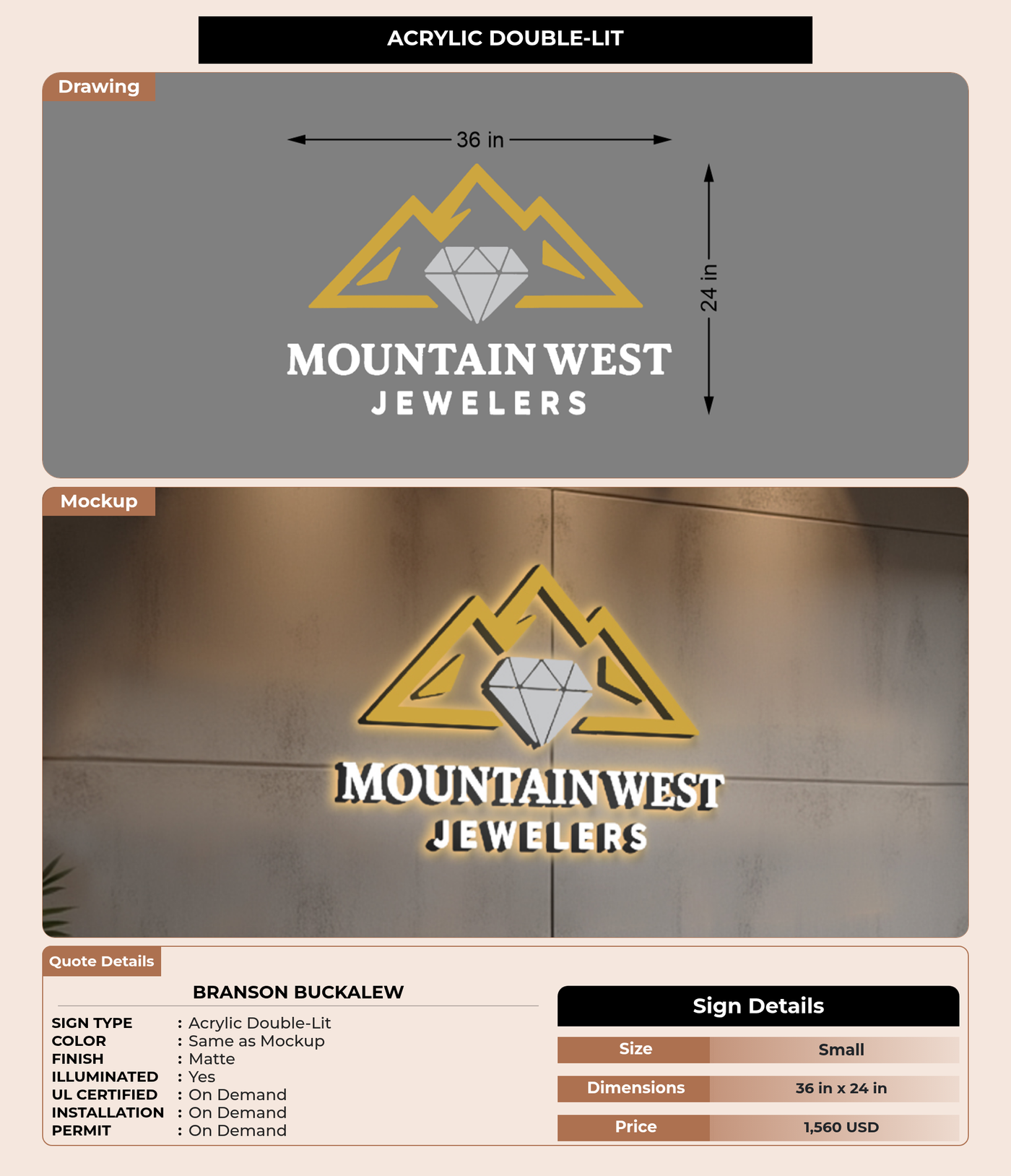 CUSTOM MOCKUP SIGN FOR Branson Buckalew