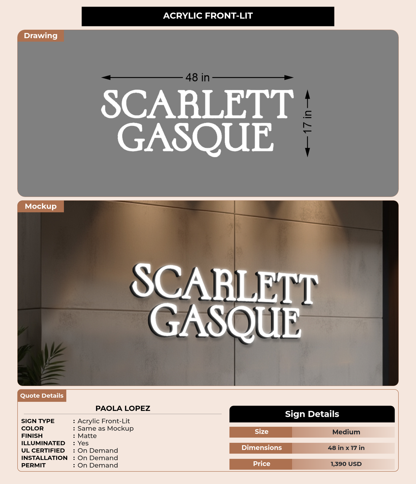 CUSTOM MOCKUP SIGN FOR paola lopez
