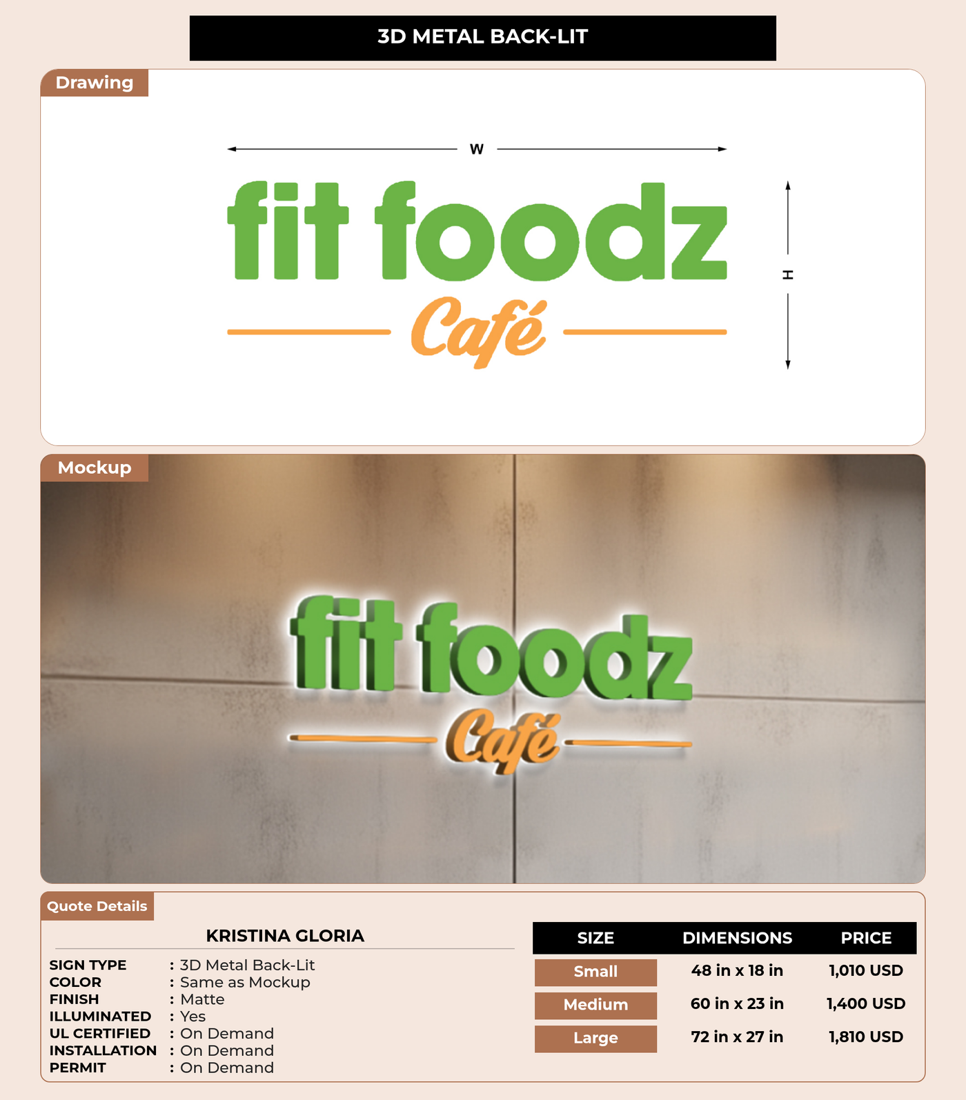CUSTOM MOCKUP SIGN FOR kristina gloria