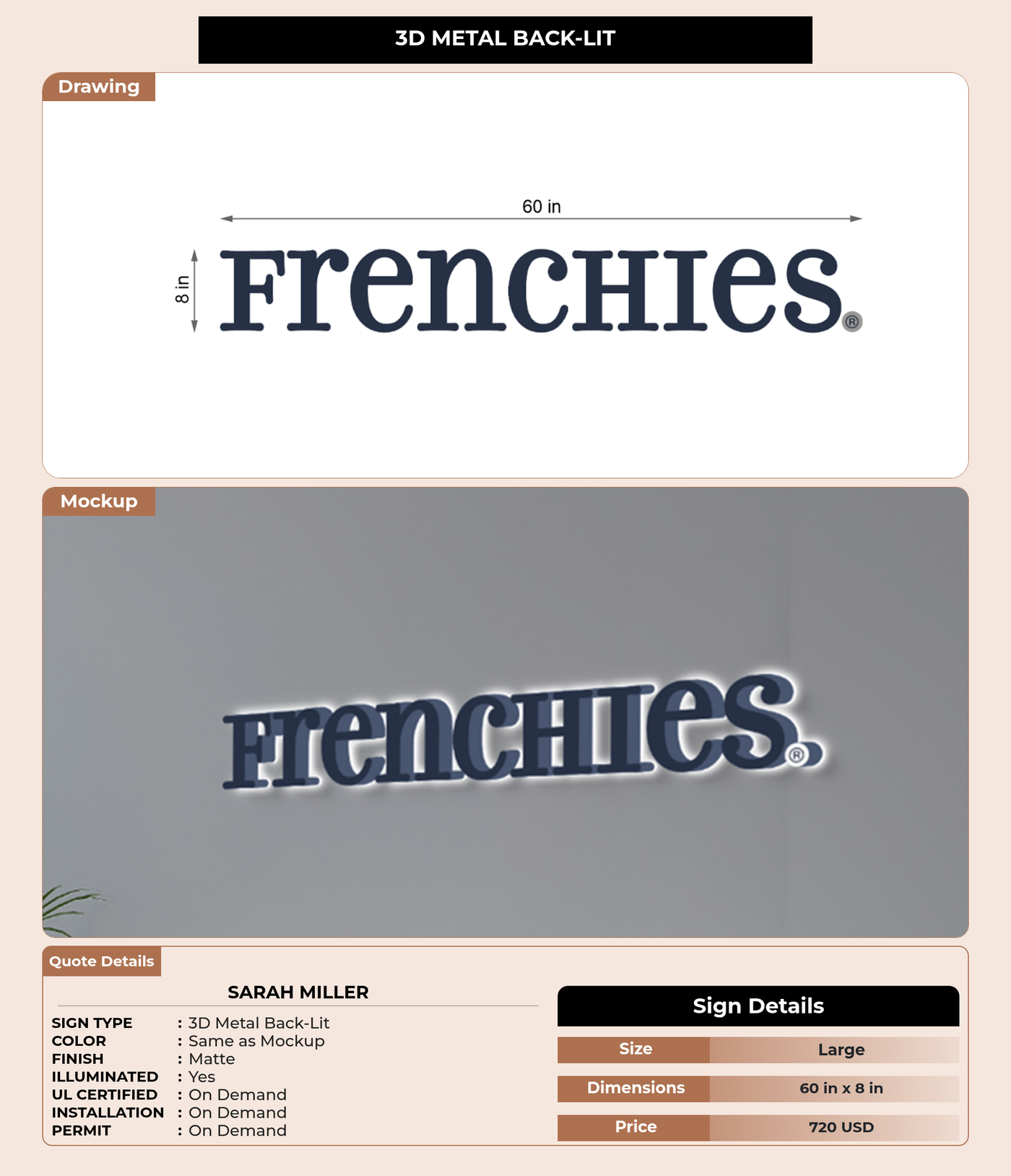 CUSTOM MOCKUP SIGN FOR Sarah Miller