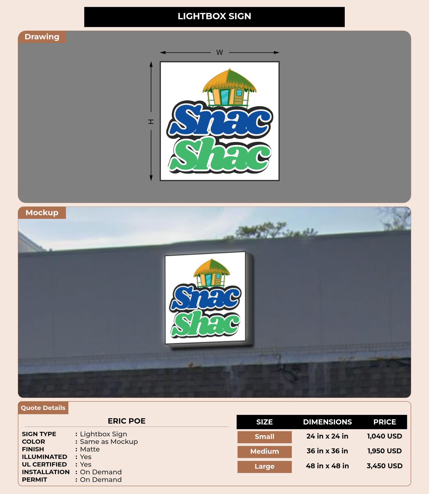 CUSTOM MOCKUP SIGN FOR Eric Poe