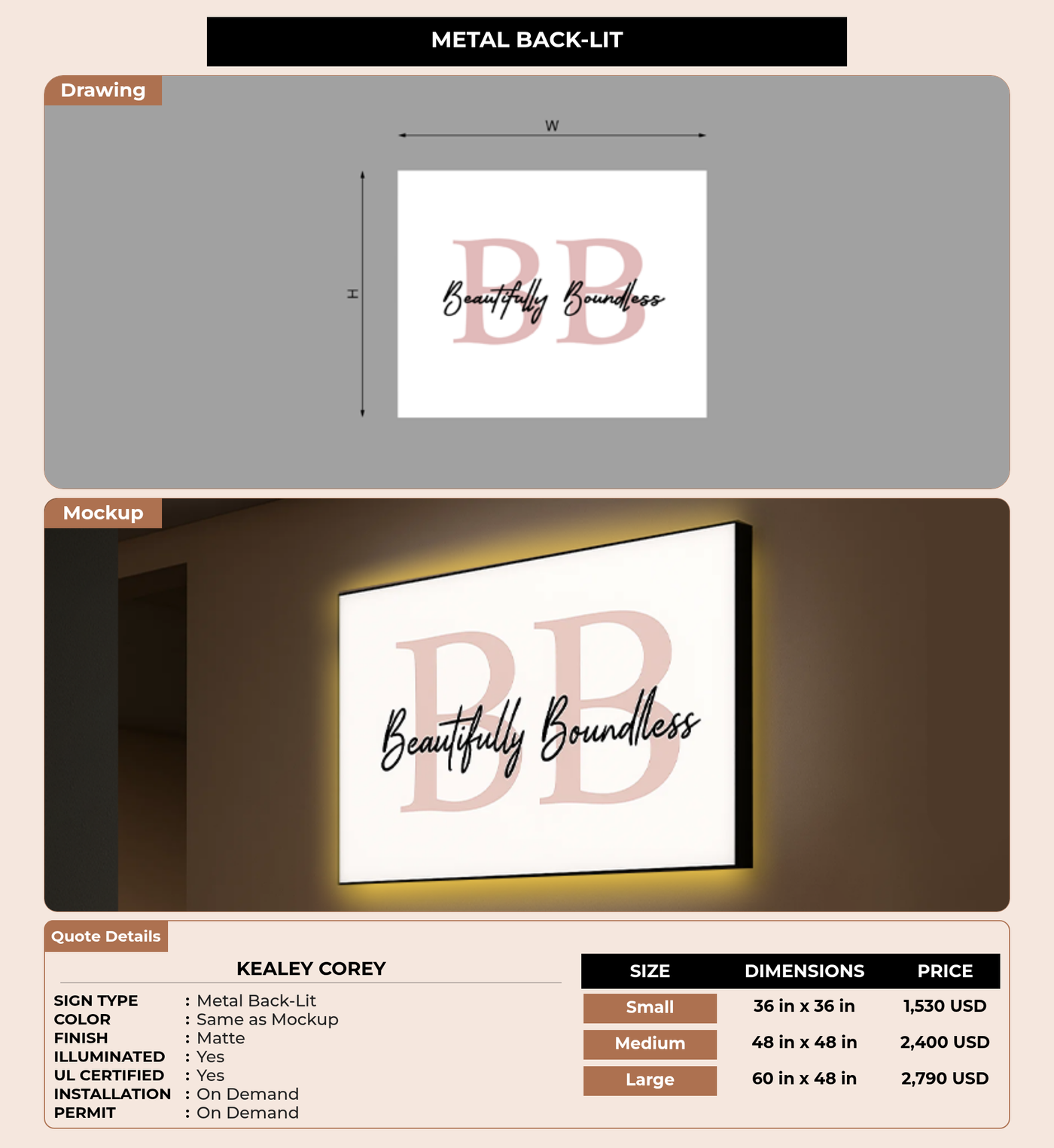 CUSTOM MOCKUP SIGN FOR Kealey Corey