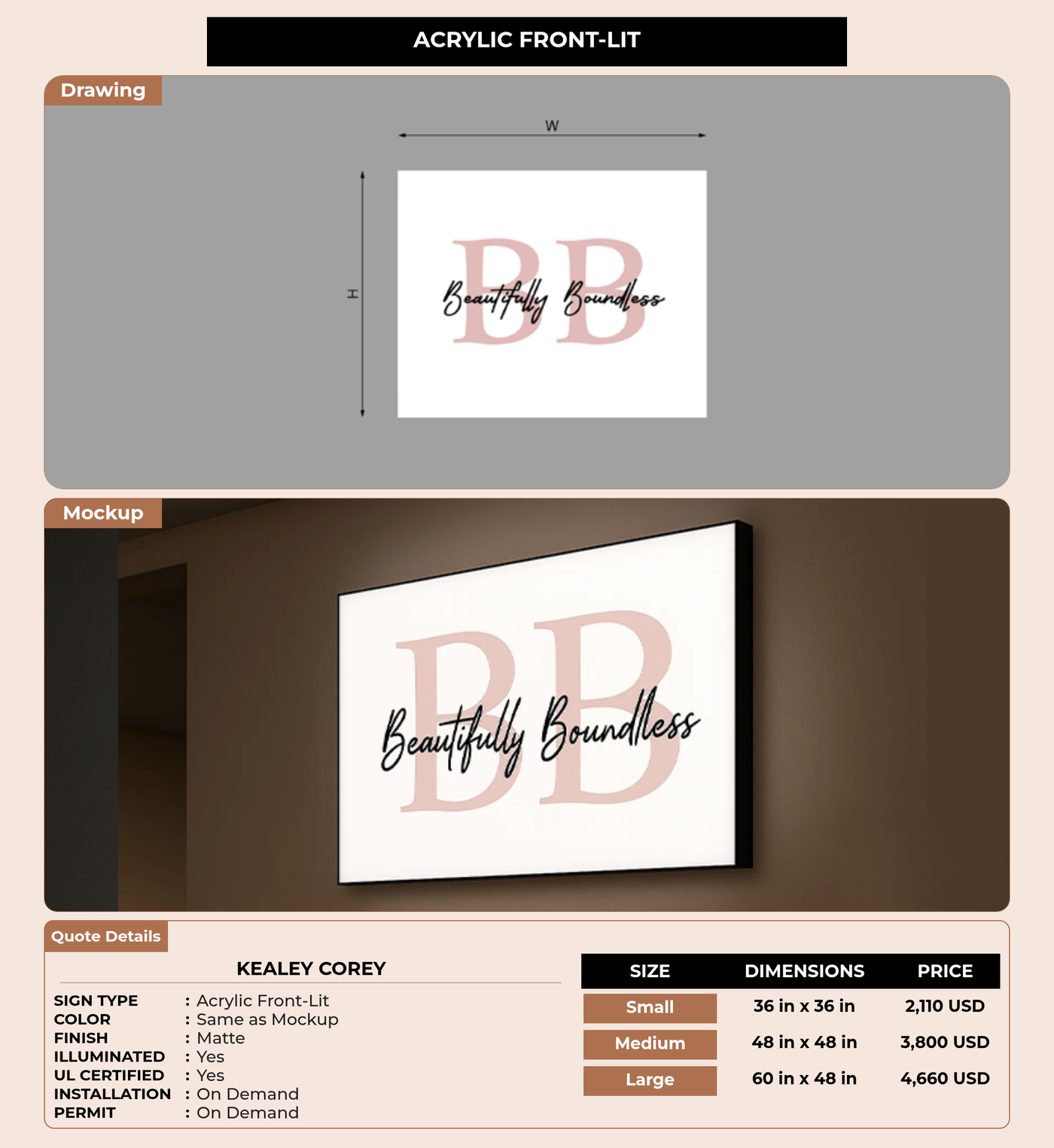CUSTOM MOCKUP SIGN FOR Kealey Corey