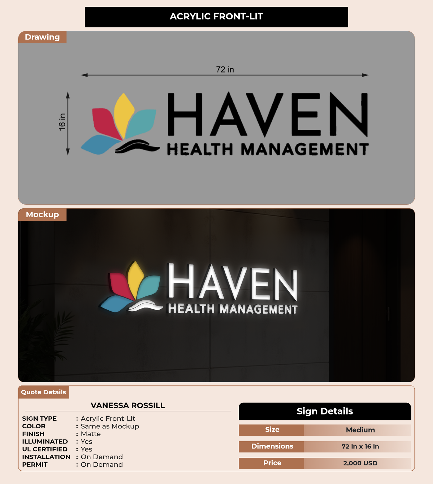 CUSTOM MOCKUP SIGN FOR Vanessa Rossill
