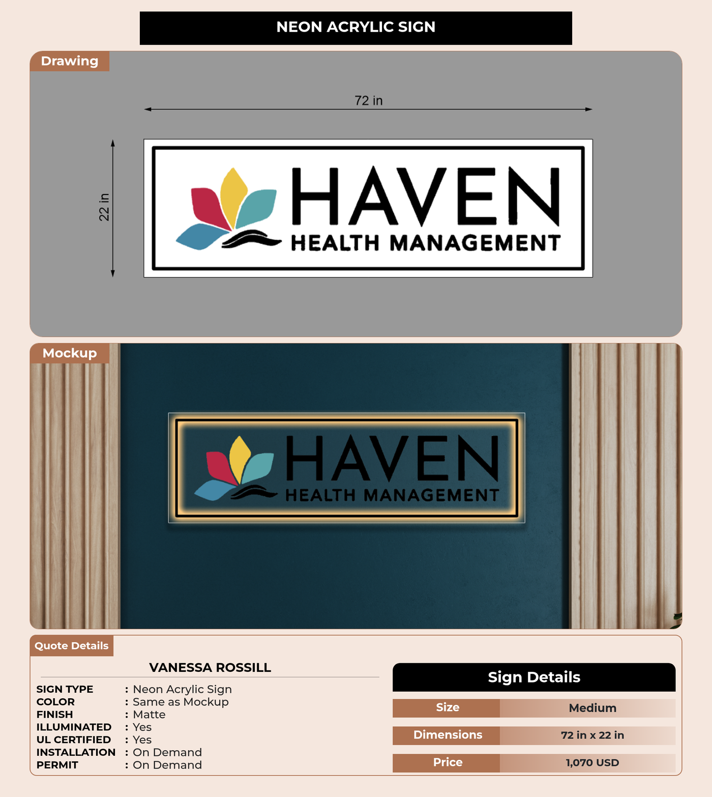 CUSTOM MOCKUP SIGN FOR Vanessa Rossill