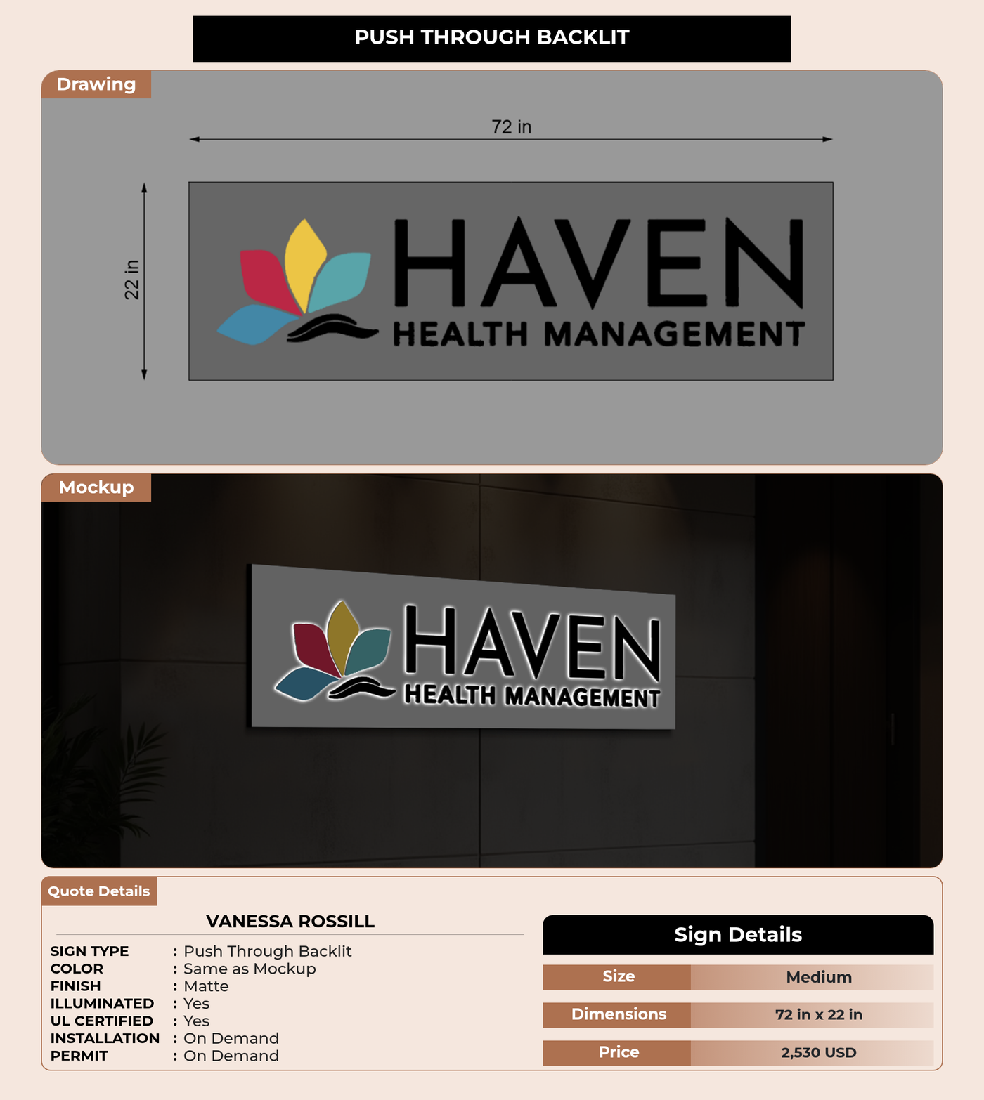 CUSTOM MOCKUP SIGN FOR Vanessa Rossill