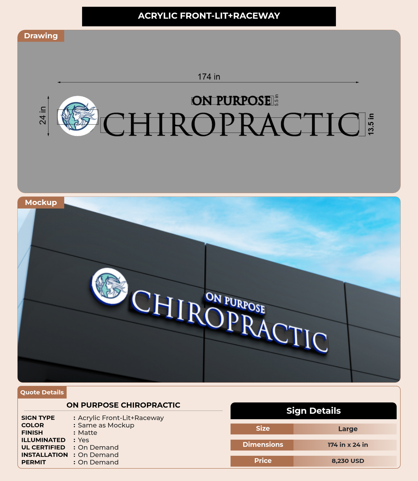 CUSTOM MOCKUP SIGN FOR On Purpose Chiropractic