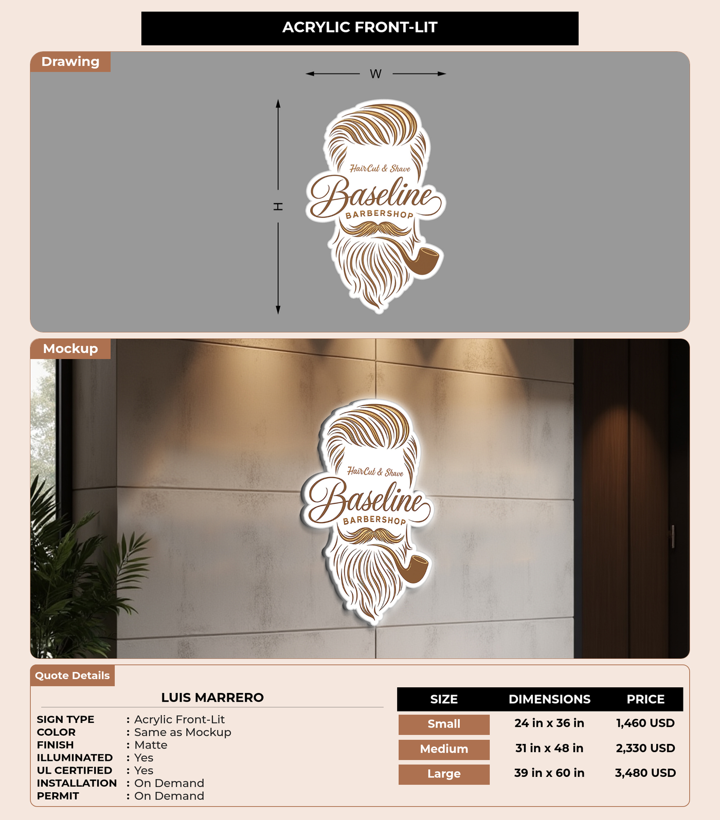 CUSTOM MOCKUP SIGN FOR Luis Marrero