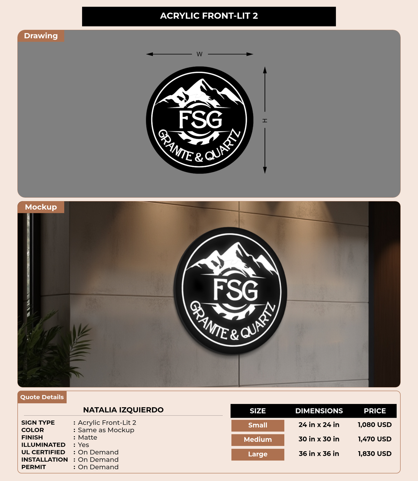 CUSTOM MOCKUP SIGN FOR Natalia Izquierdo