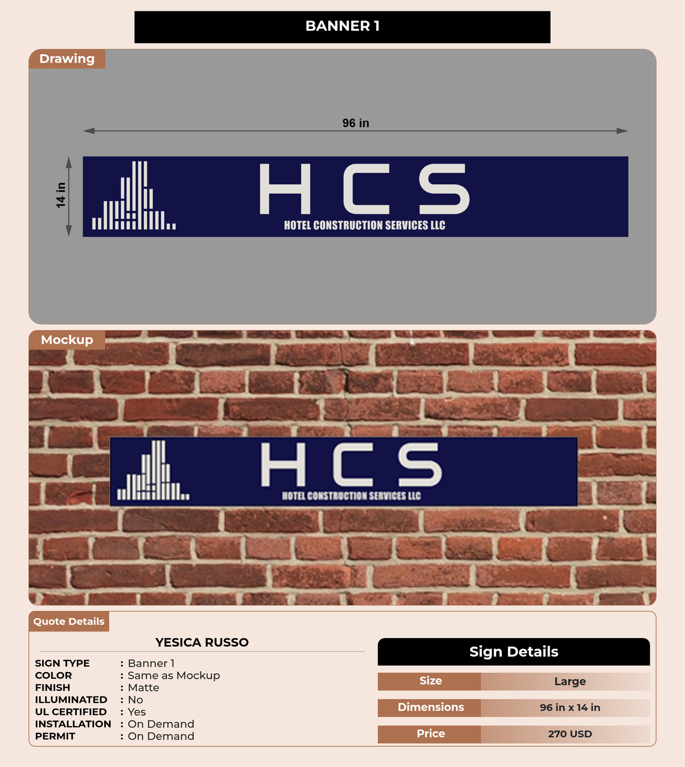 CUSTOM MOCKUP SIGN FOR Yesica Russo