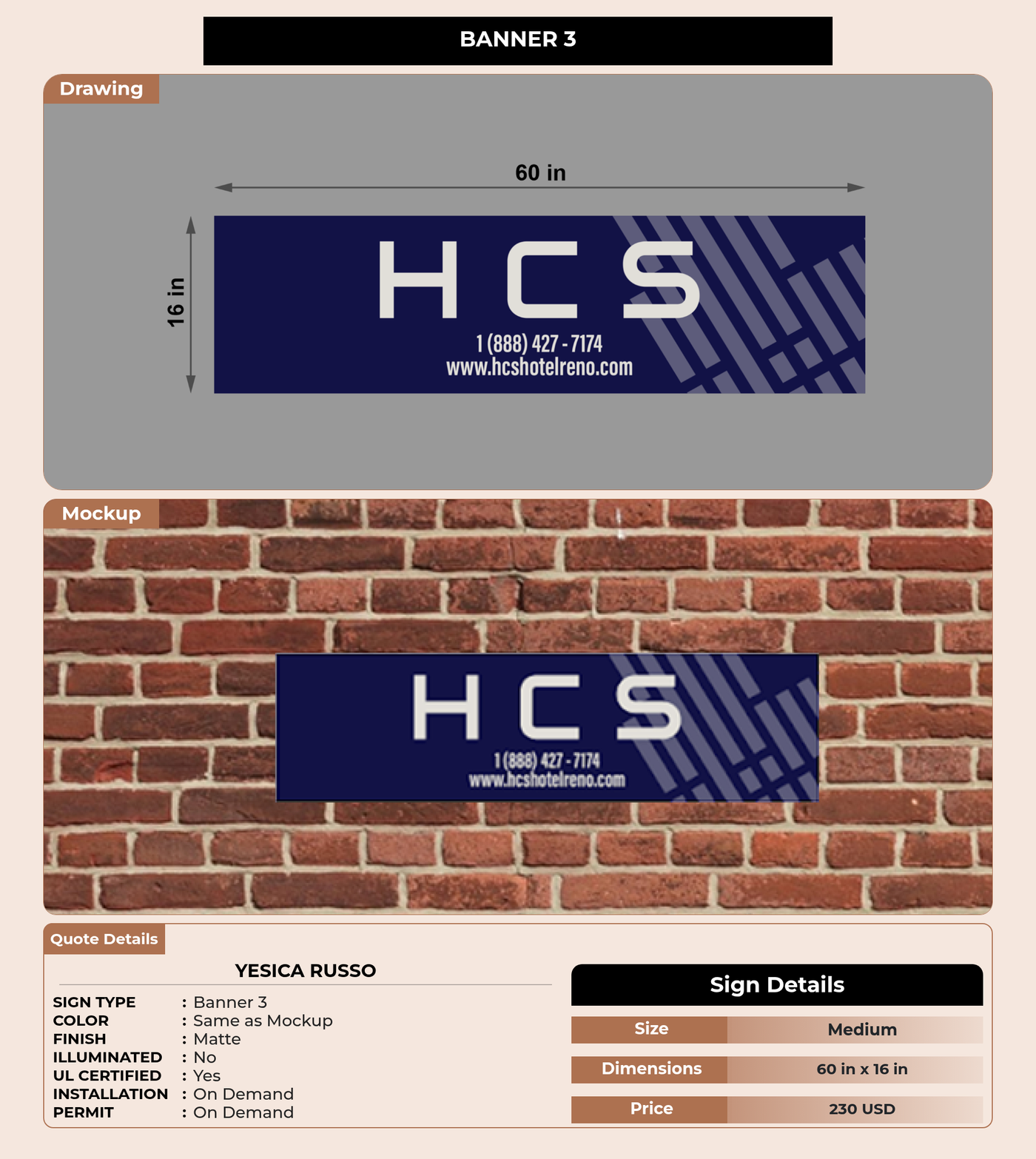 CUSTOM MOCKUP SIGN FOR Yesica Russo