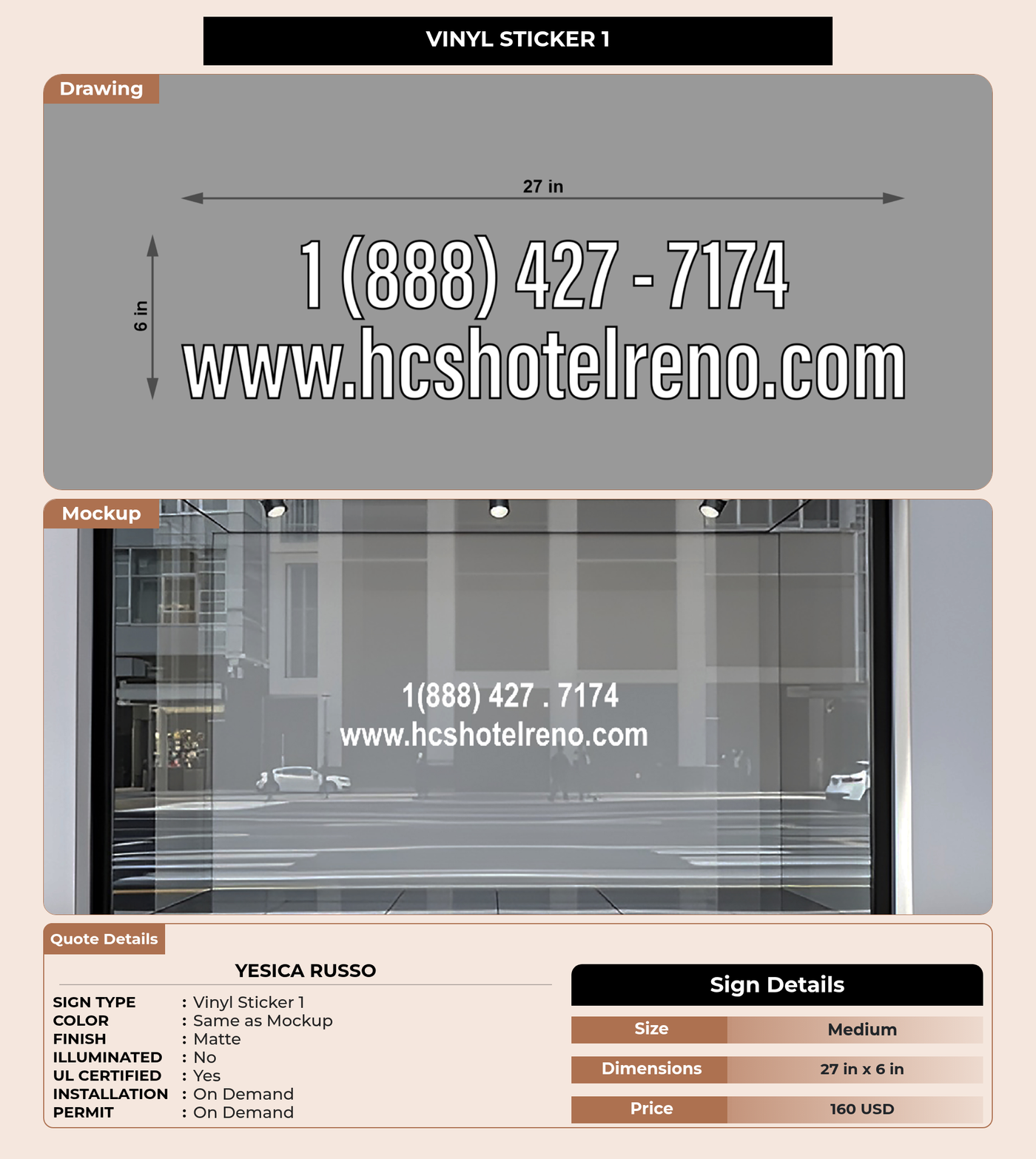 CUSTOM MOCKUP SIGN FOR Yesica Russo