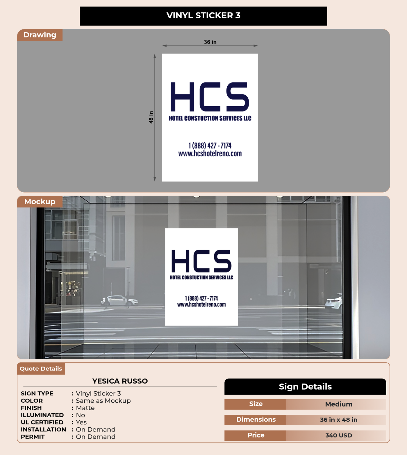 CUSTOM MOCKUP SIGN FOR Yesica Russo