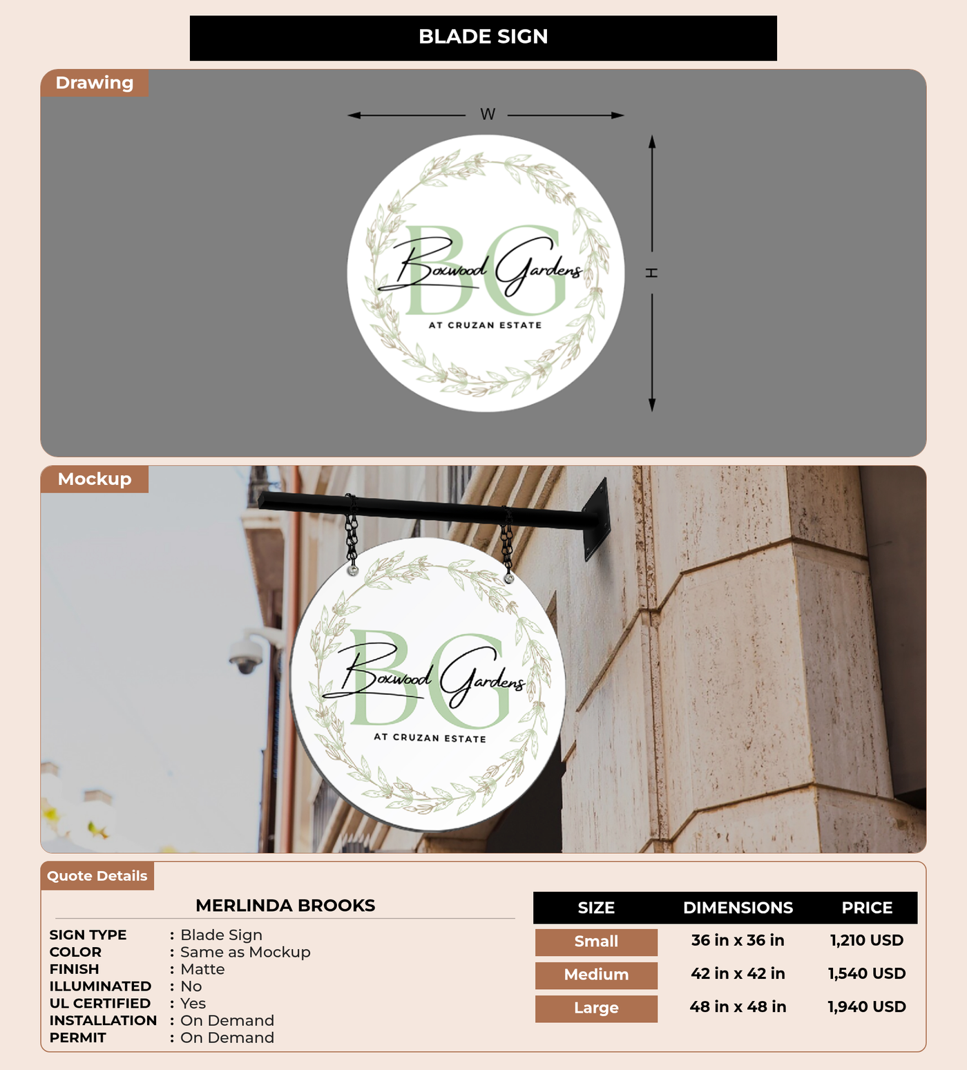 CUSTOM MOCKUP SIGN FOR Merlinda Brooks