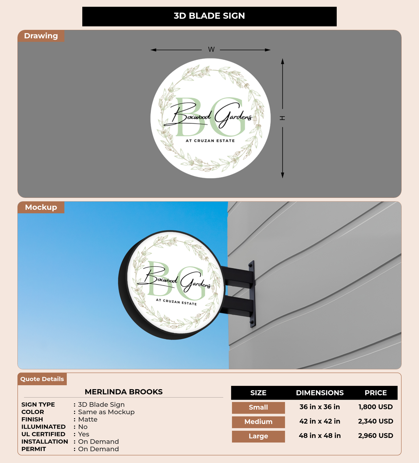 CUSTOM MOCKUP SIGN FOR Merlinda Brooks