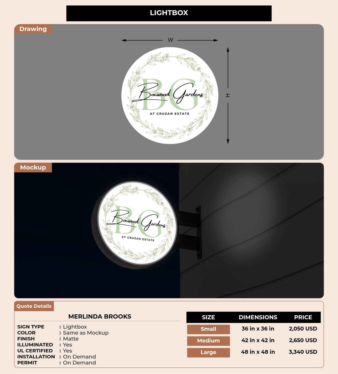 CUSTOM MOCKUP SIGN FOR Merlinda Brooks