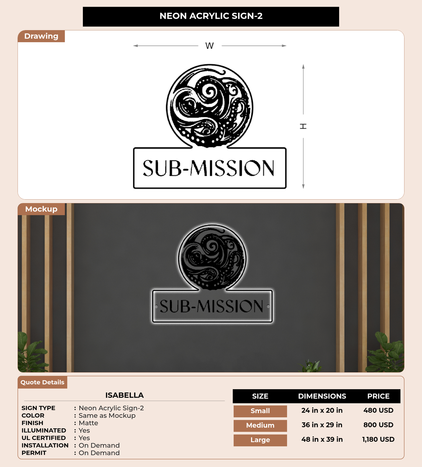 CUSTOM MOCKUP SIGN FOR Isabella