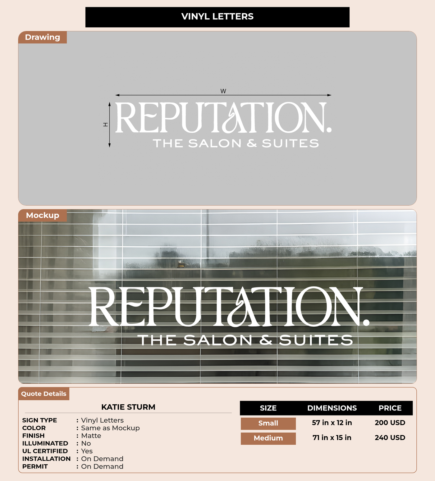 CUSTOM MOCKUP SIGN FOR Katie Sturm