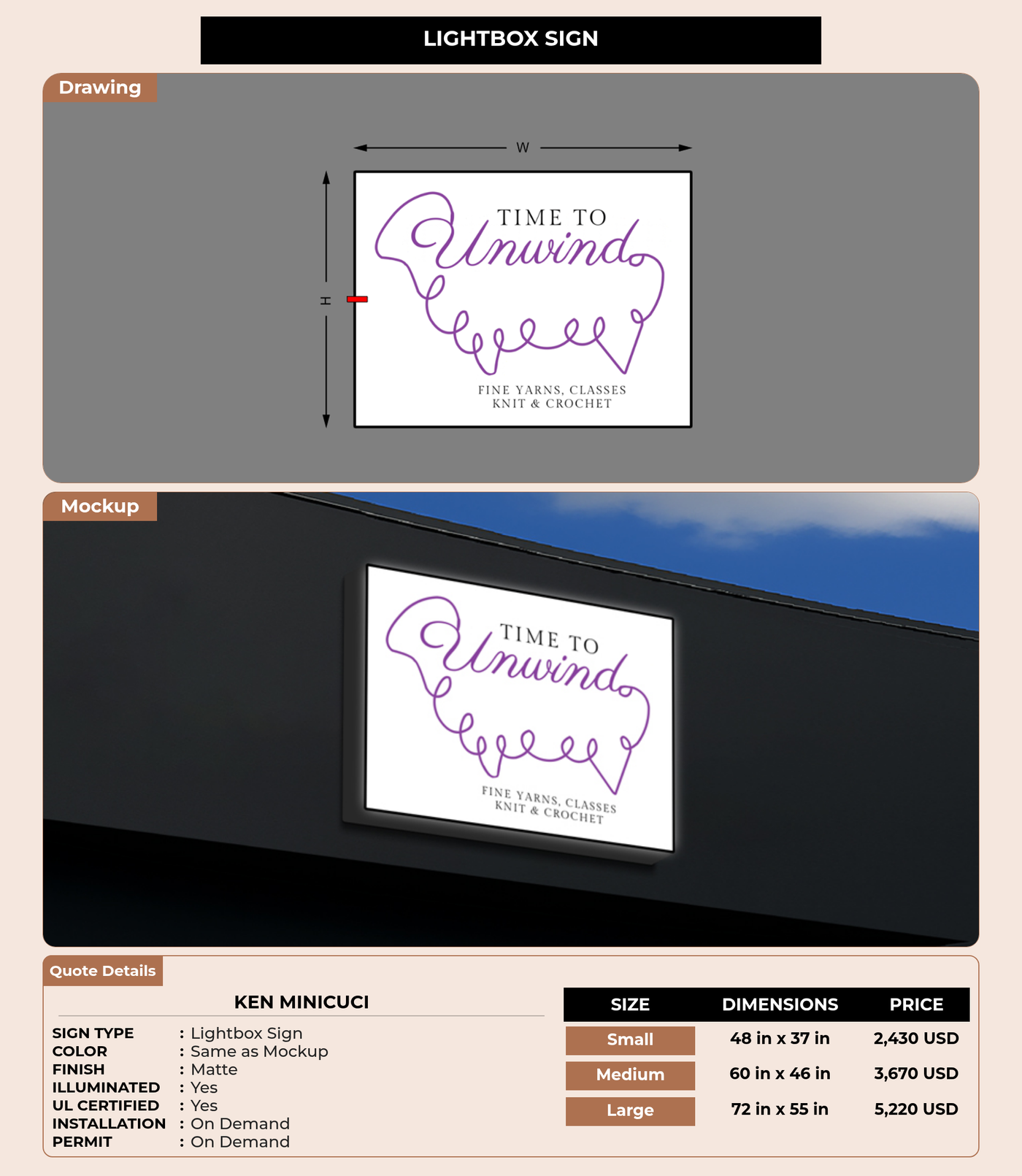 CUSTOM MOCKUP SIGN FOR Ken Minicuci