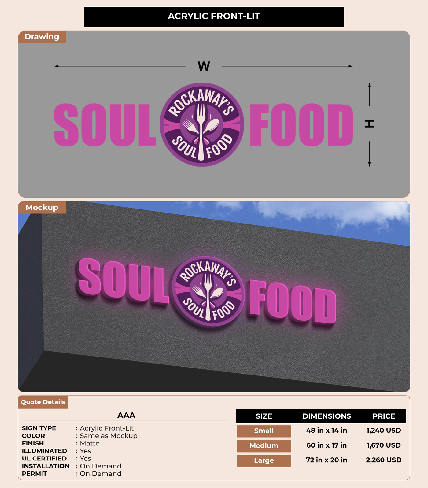 CUSTOM MOCKUP SIGN FOR AAA
