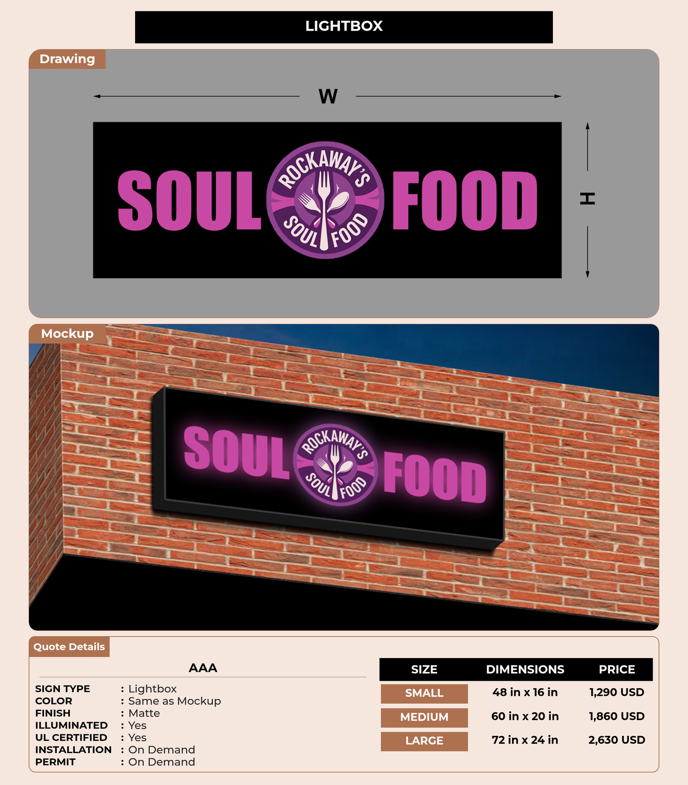 CUSTOM MOCKUP SIGN FOR AAA