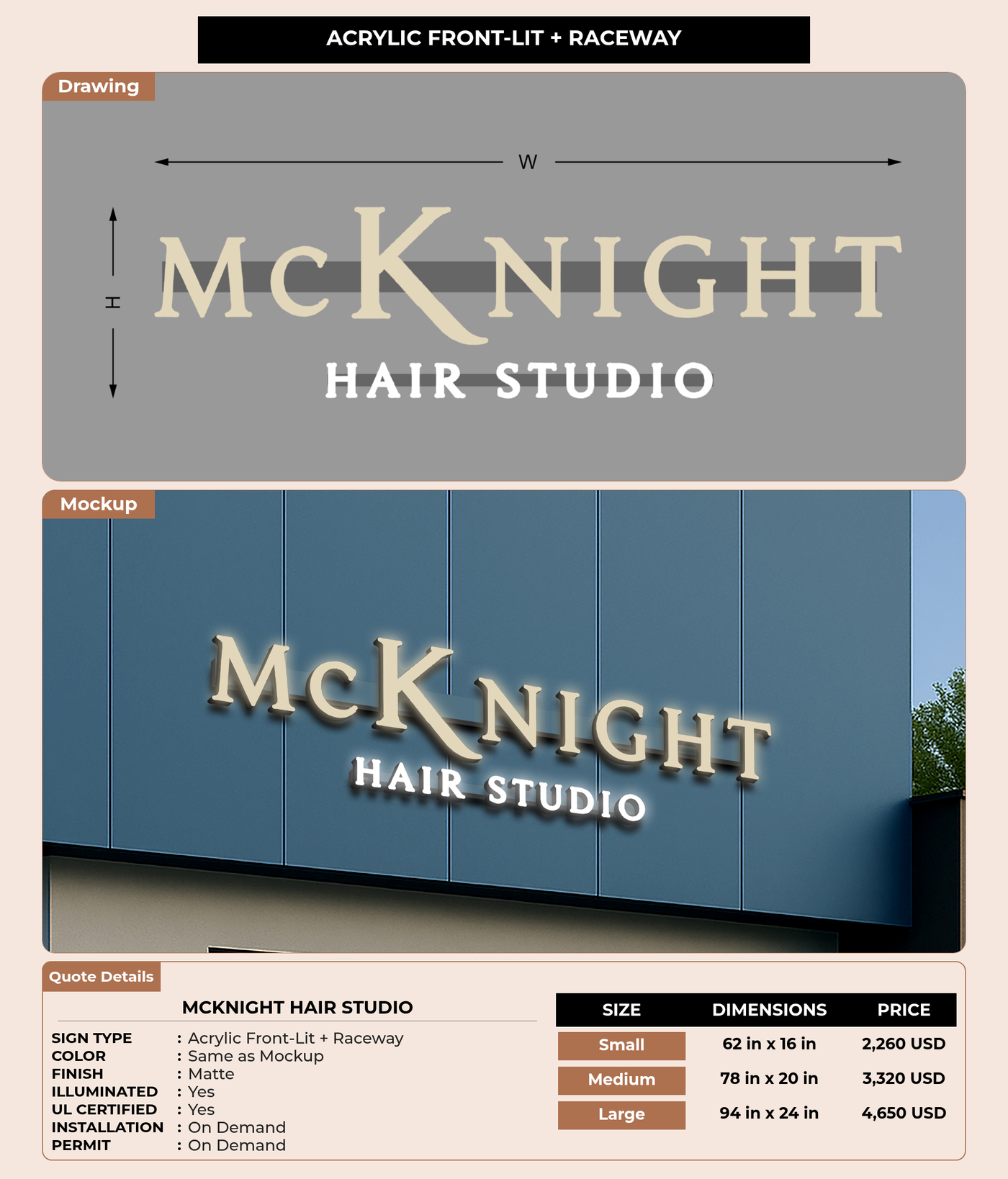 CUSTOM MOCKUP SIGN FOR McKnight Hair Studio