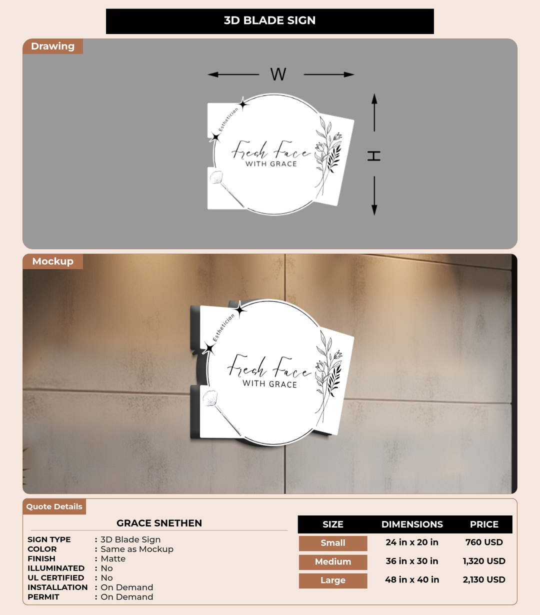 CUSTOM MOCKUP SIGN FOR Grace Snethen