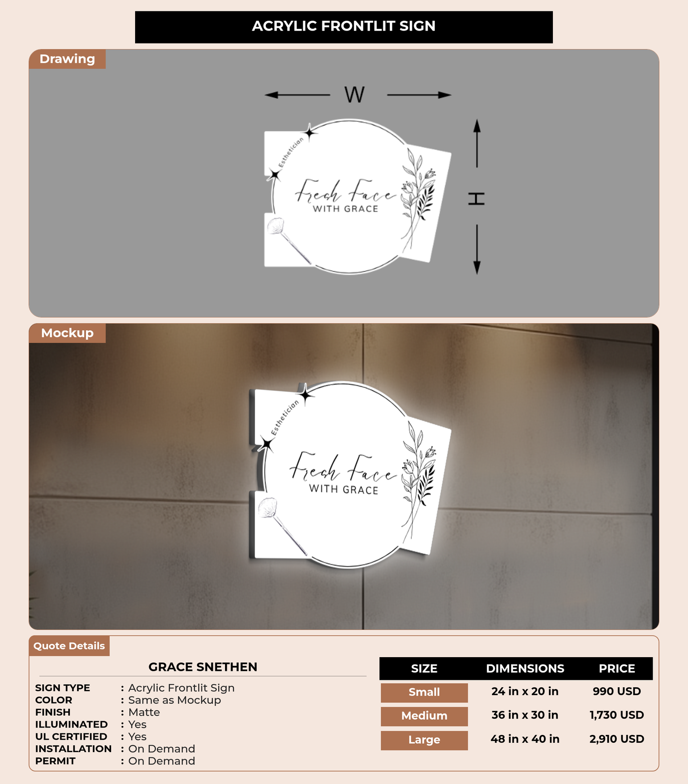 CUSTOM MOCKUP SIGN FOR Grace Snethen