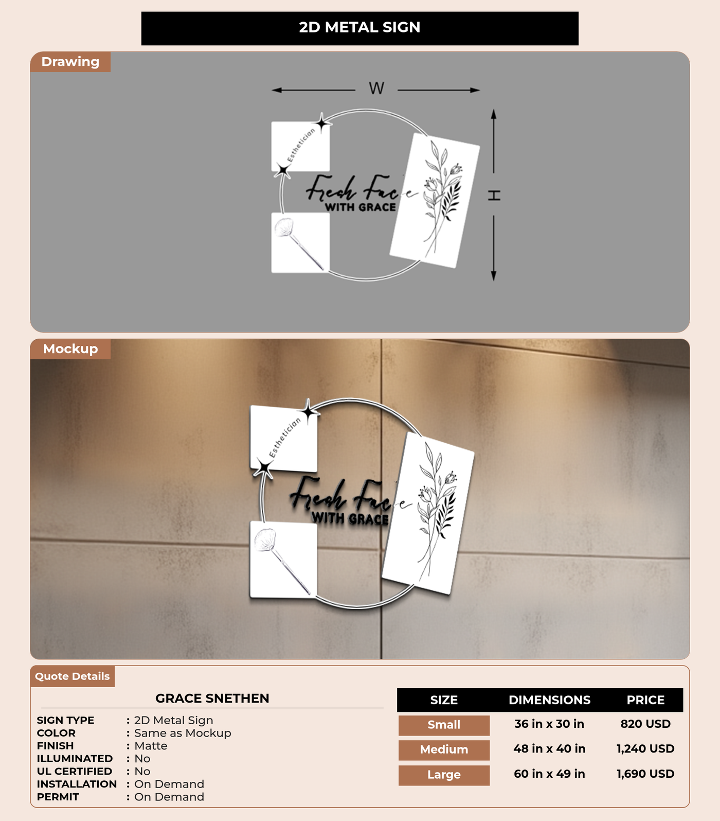 CUSTOM MOCKUP SIGN FOR Grace Snethen