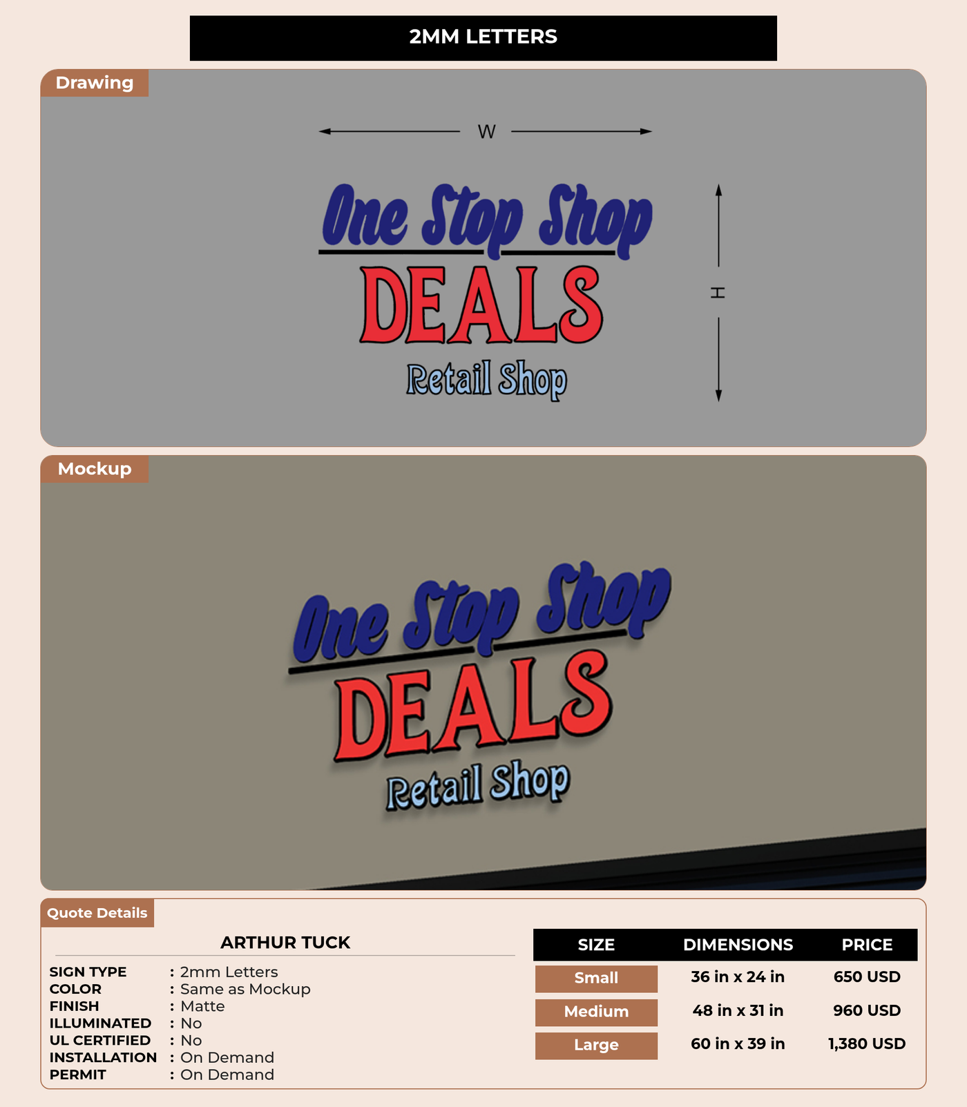 CUSTOM MOCKUP SIGN FOR Arthur Tuck