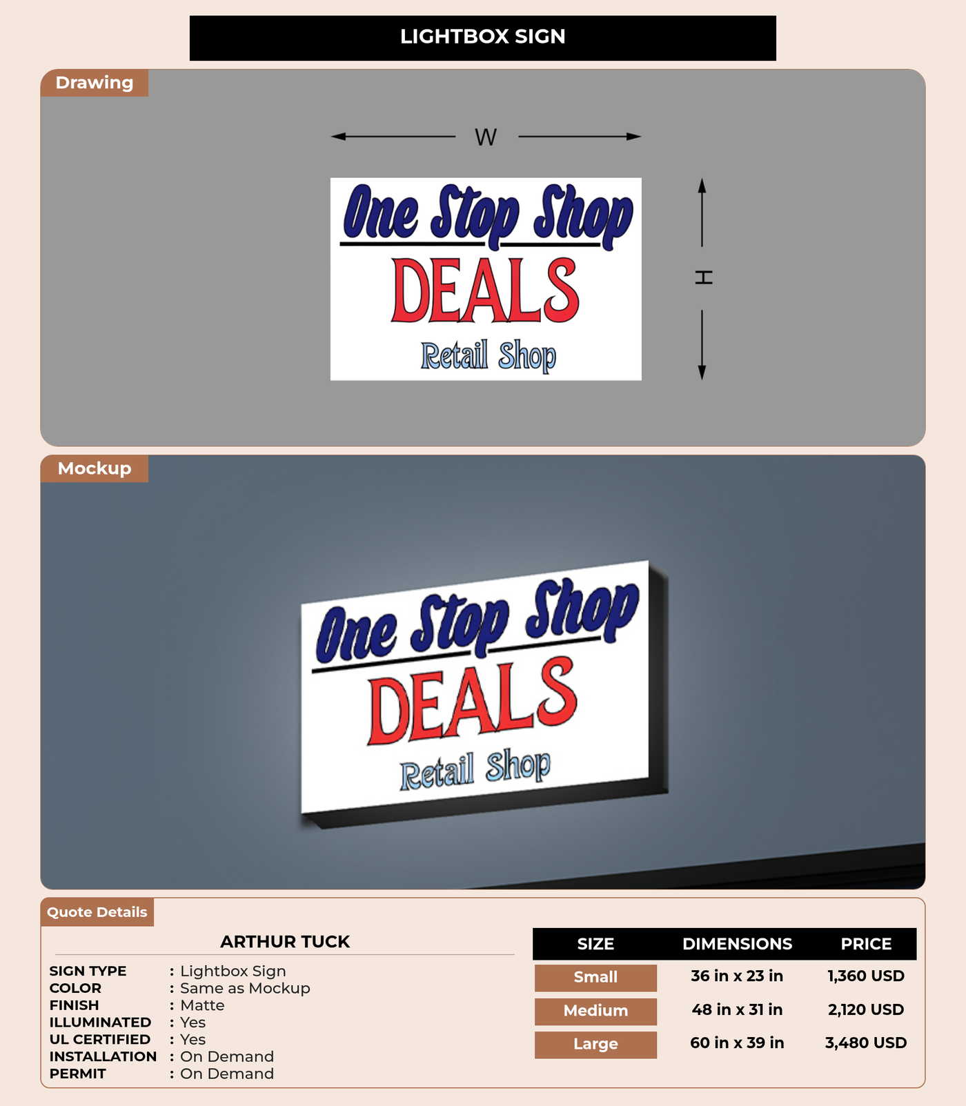 CUSTOM MOCKUP SIGN FOR Arthur Tuck