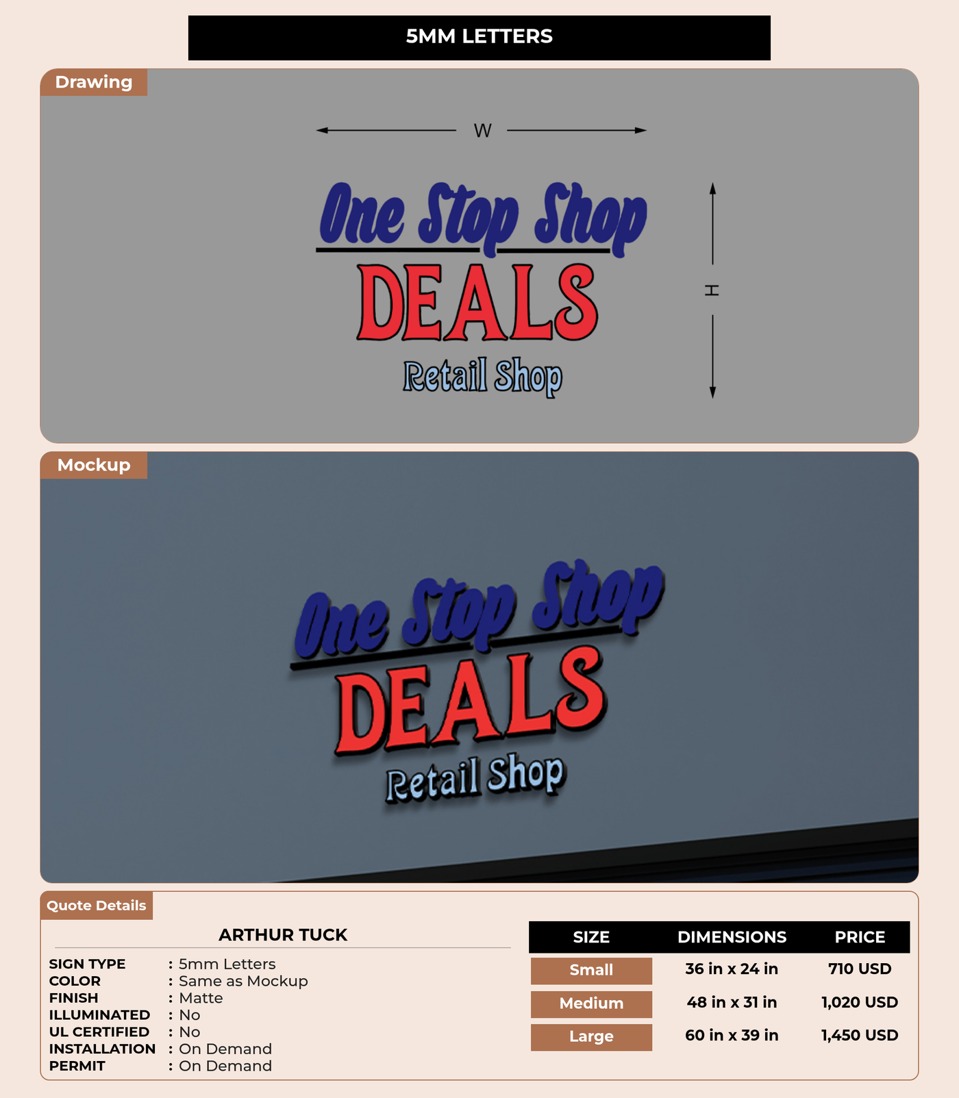 CUSTOM MOCKUP SIGN FOR Arthur Tuck