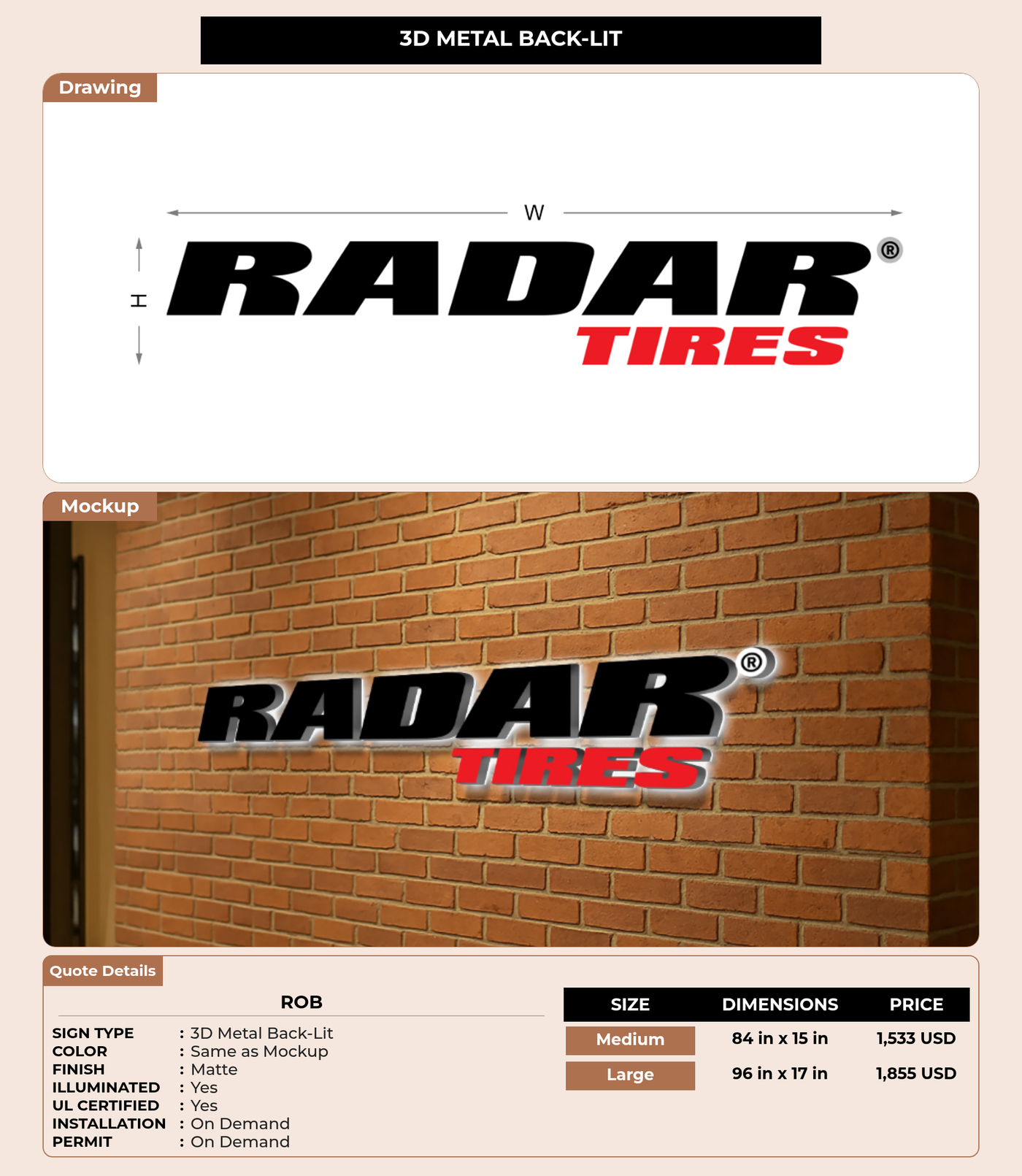 CUSTOM MOCKUP SIGN FOR Rob